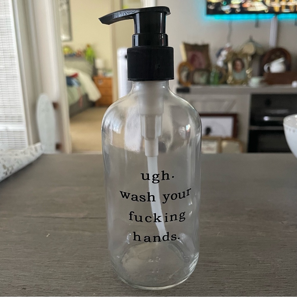Funny Clear Glass Soap Dispenser with Black Pump